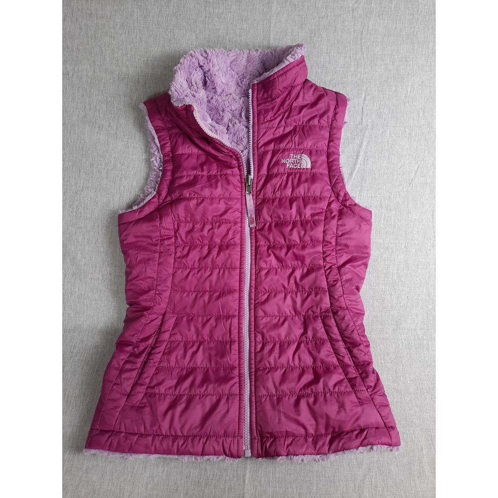 The North Face Girl's Medium Lined Zip Double Side soft Puffer Down Vest Jacket